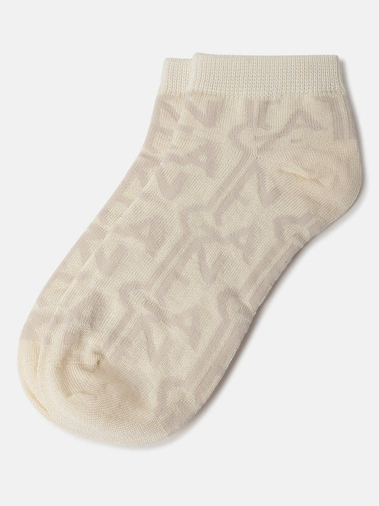 Gant Women Cream Patterned Ankle Length Socks (Pack of 1)