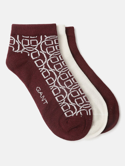 Gant Women Red Patterned Ankle Length Socks (Pack of 3)