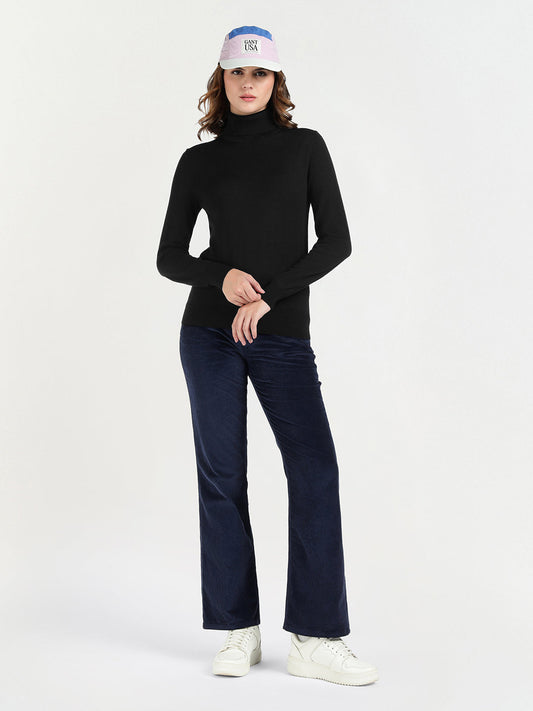 Gant Women Black Solid Turtle Neck Sweater
