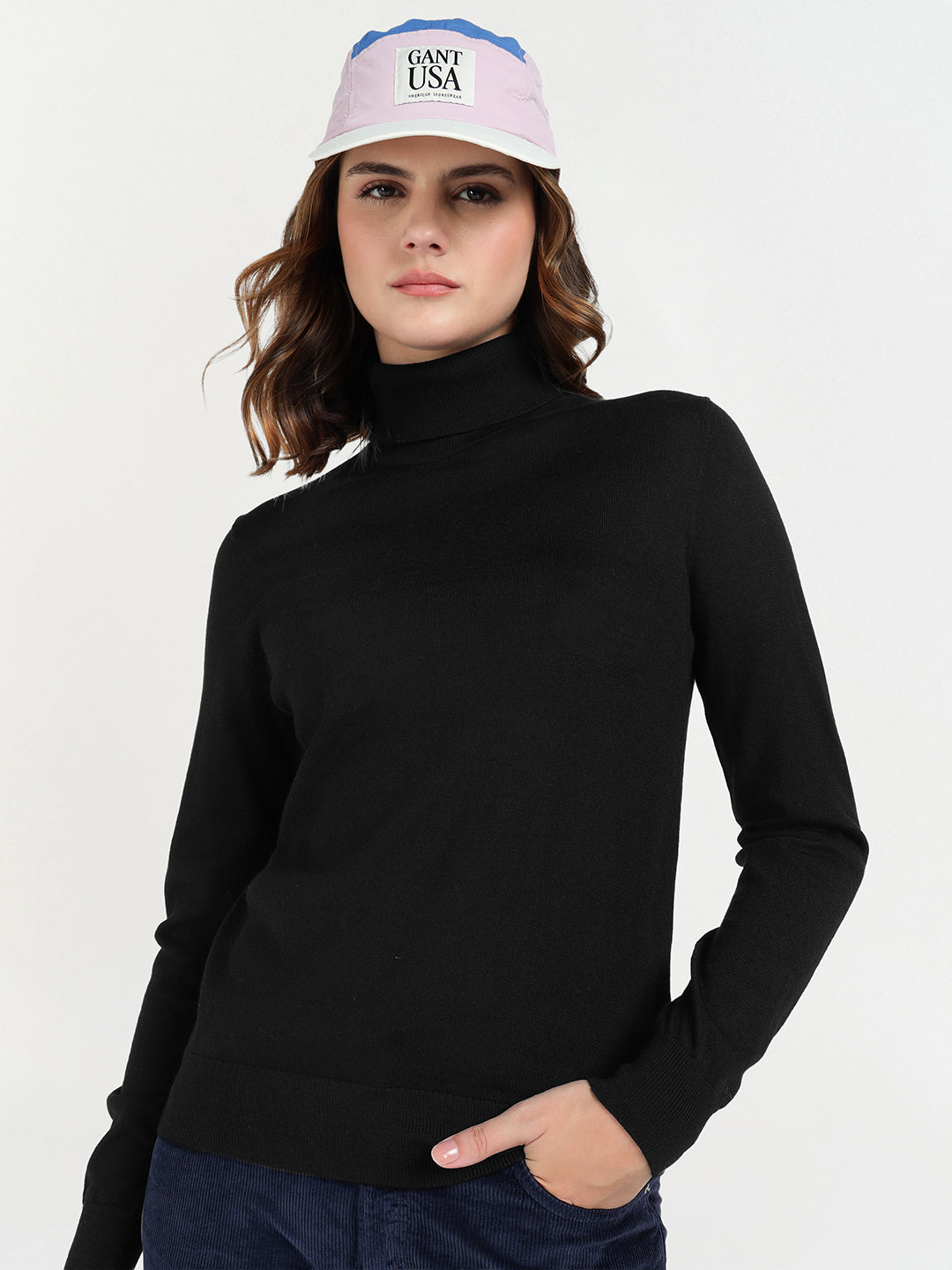 Shop Gant Women Black Solid Turtle Neck Sweater - GANT India