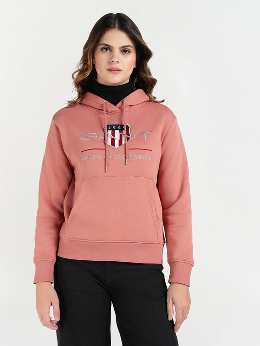 Gant Women Red Graphic Hooded Sweatshirt