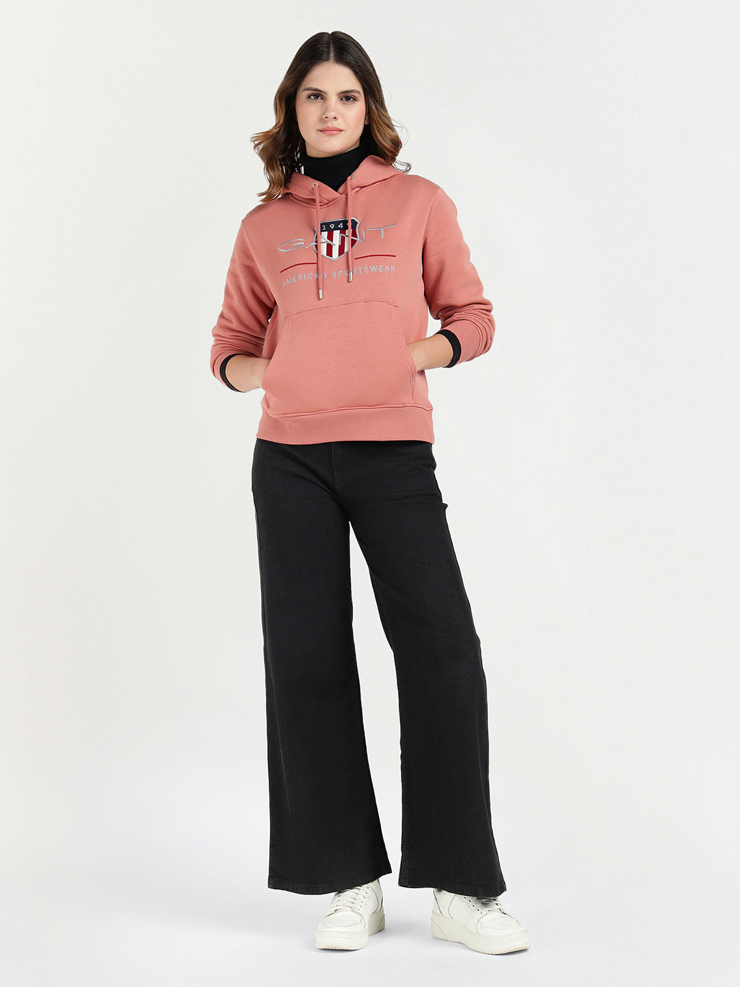 Gant Women Red Graphic Hooded Sweatshirt