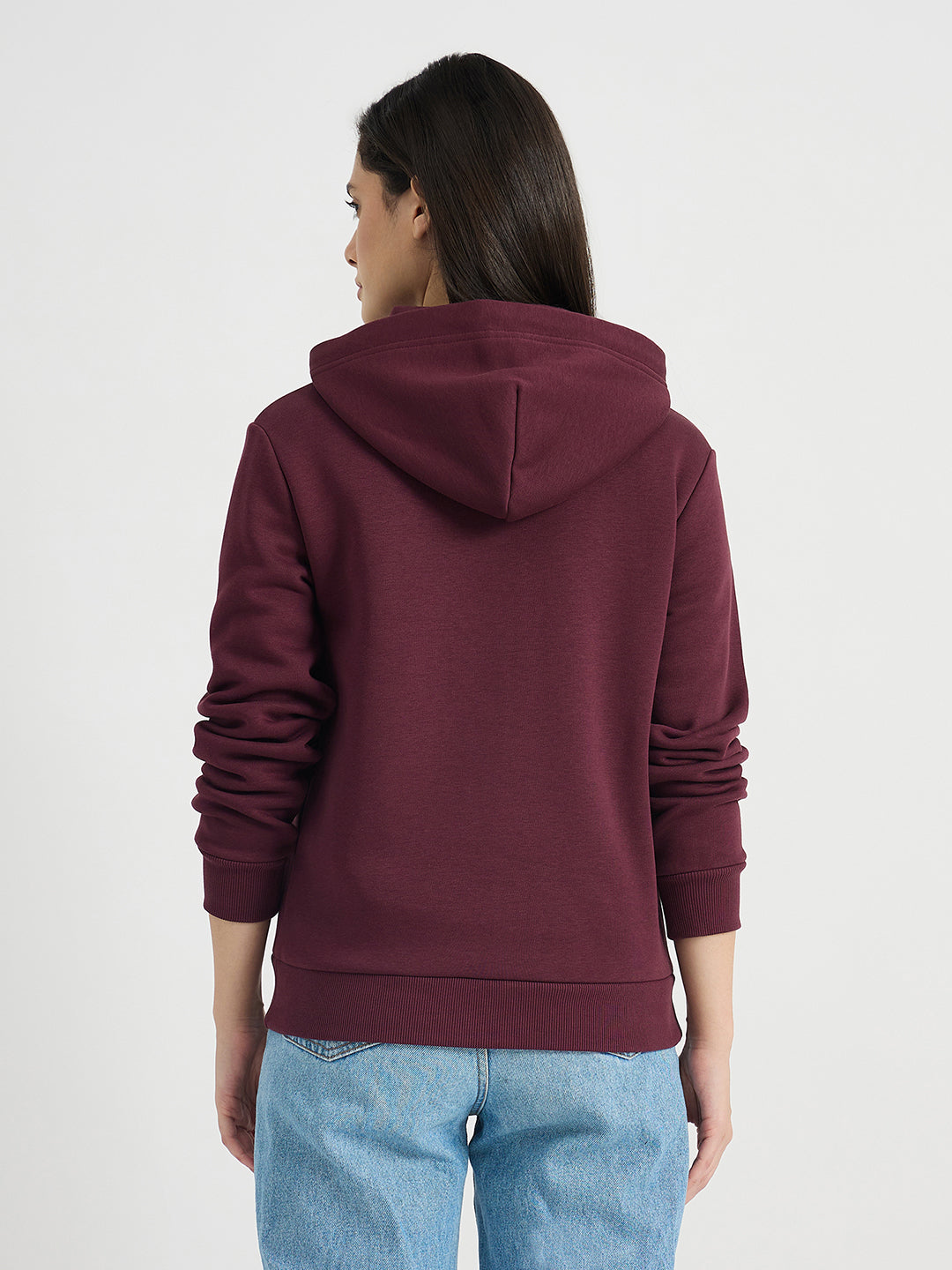GANT Women Wine Tonal Shield Zip Hooded Sweatshirt