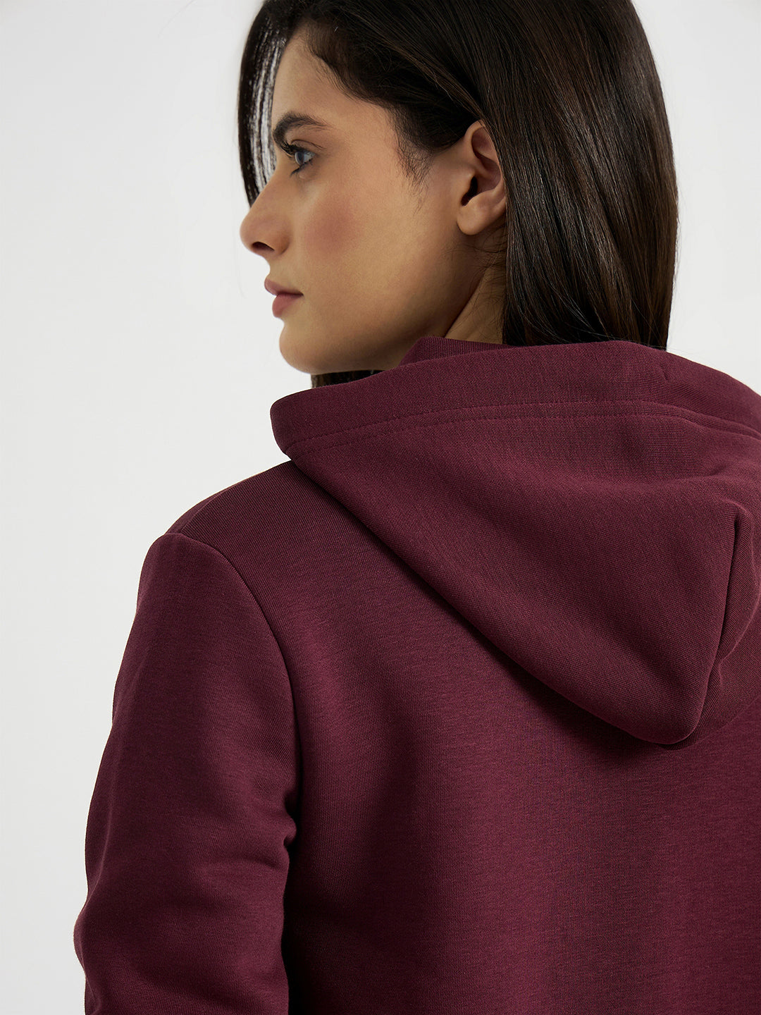 GANT Women Wine Tonal Shield Zip Hooded Sweatshirt