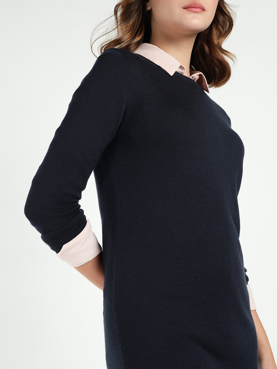 Gant Women Blue Melange Crew Neck Dress