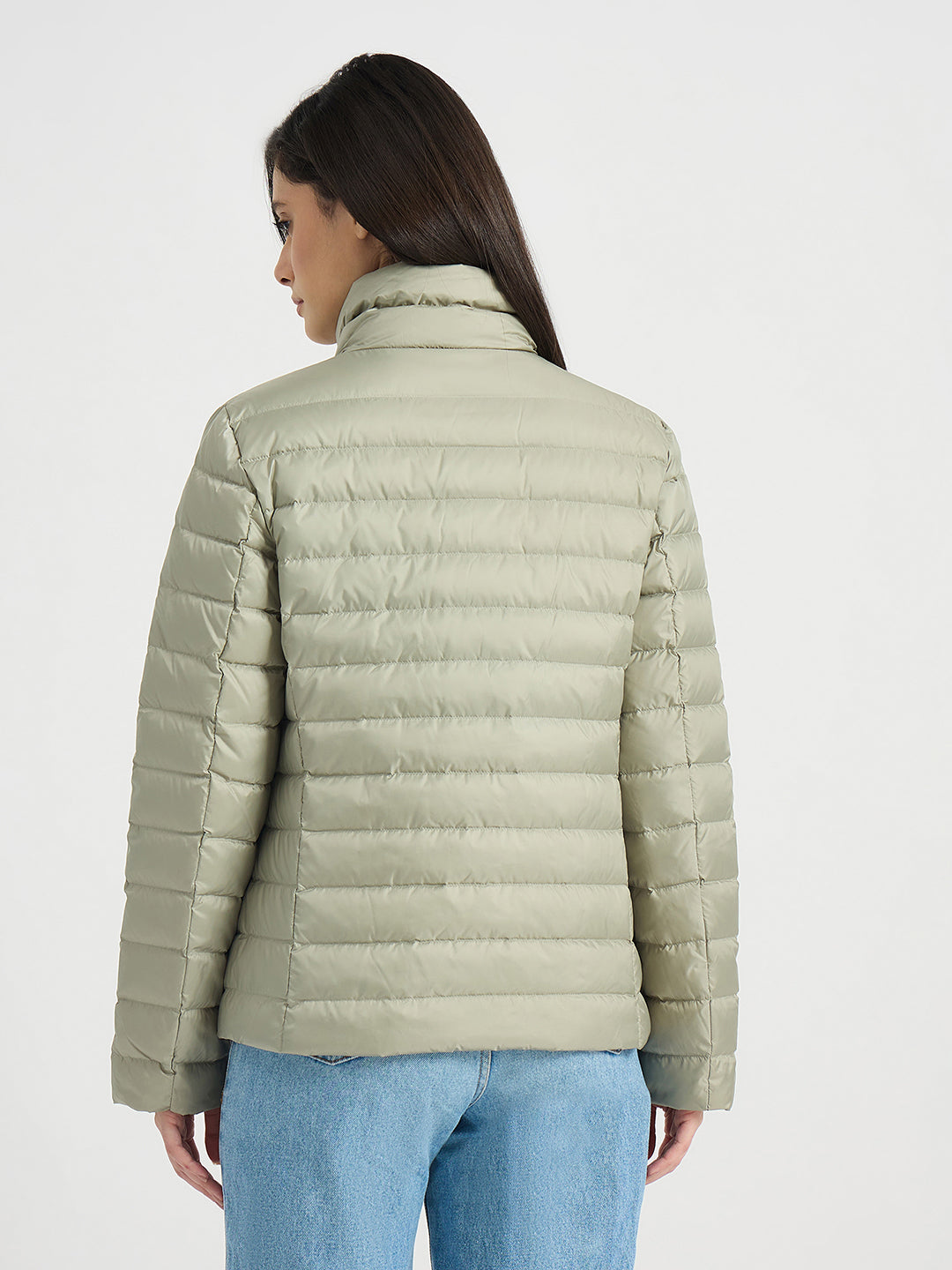 GANT Women Green Quilted Stand Collar Regular Fit Jacket