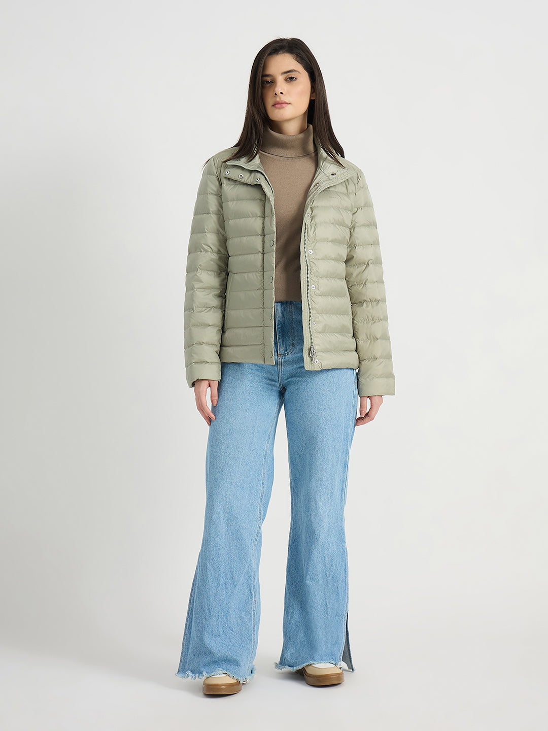 GANT Women Green Quilted Stand Collar Regular Fit Jacket