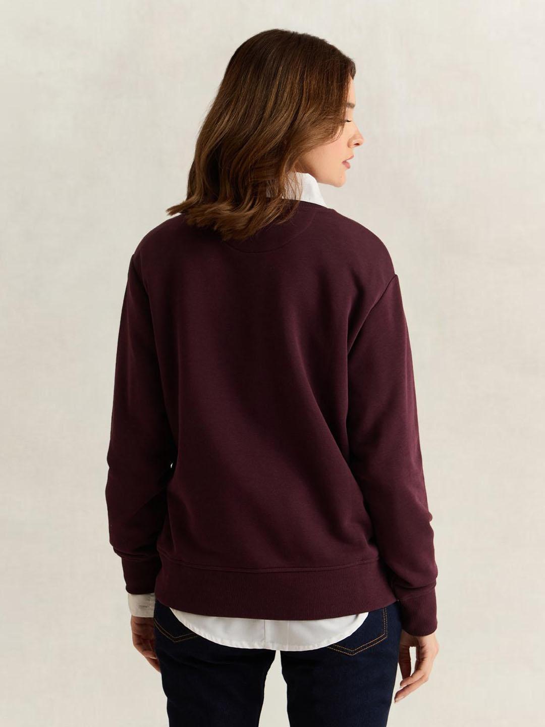 Gant Women Wine Solid Relaxed Fit Sweatshirt