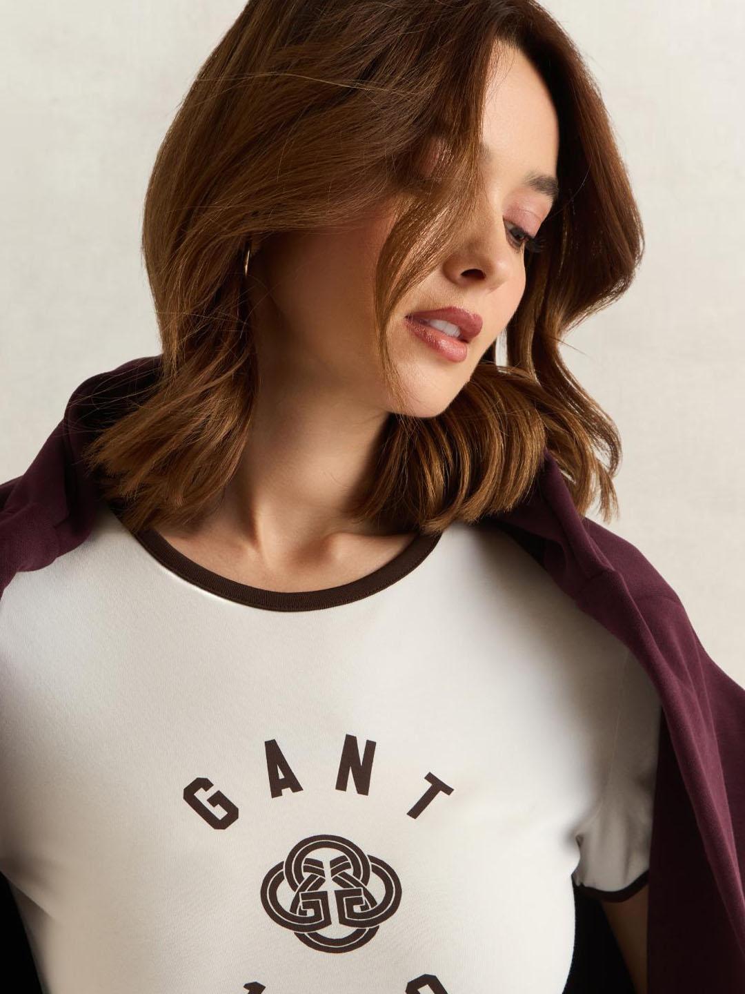 Gant Women Cream Graphic Slim Fit T-Shirt