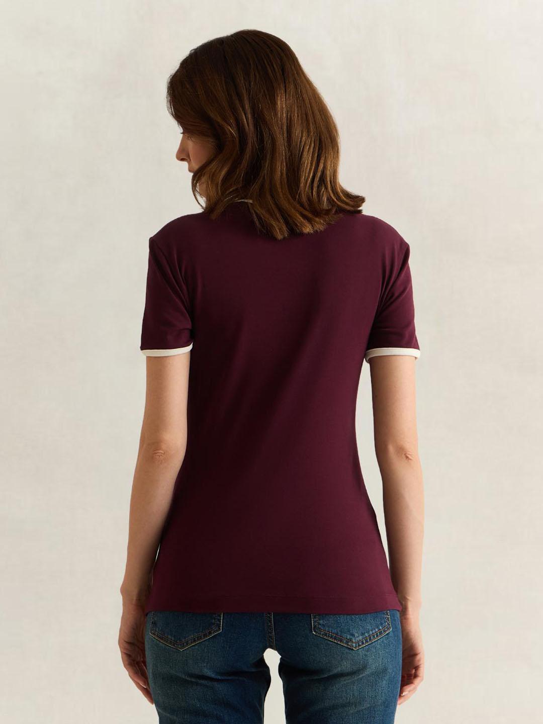 Gant Women Wine Graphic Slim Fit T-Shirt