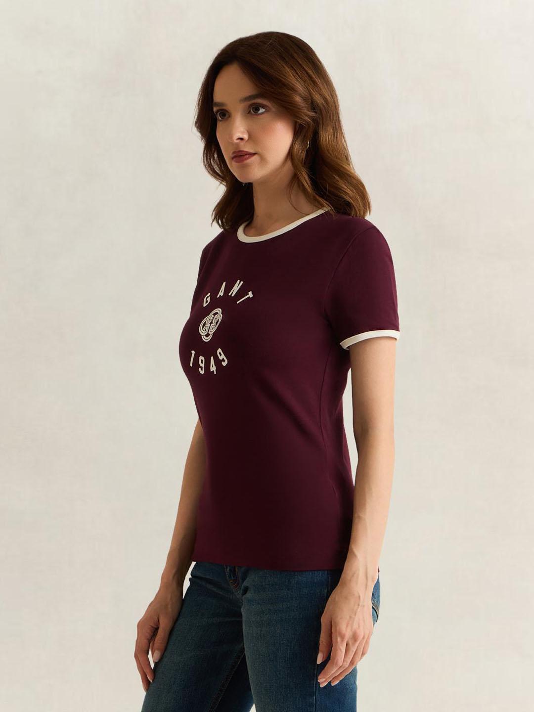 Gant Women Wine Graphic Slim Fit T-Shirt