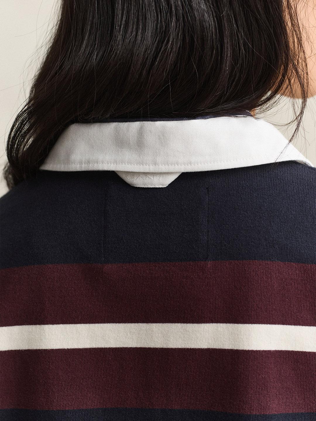 Gant Women Dark Blue Relaxed Fit Striped Cotton Sweatshirt