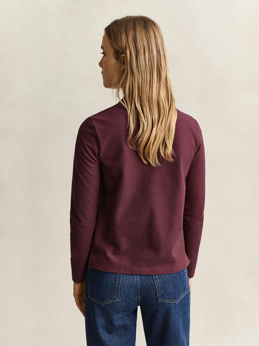 Gant Women Red Regular Fit Solid Pure Cotton Polo Tshirt