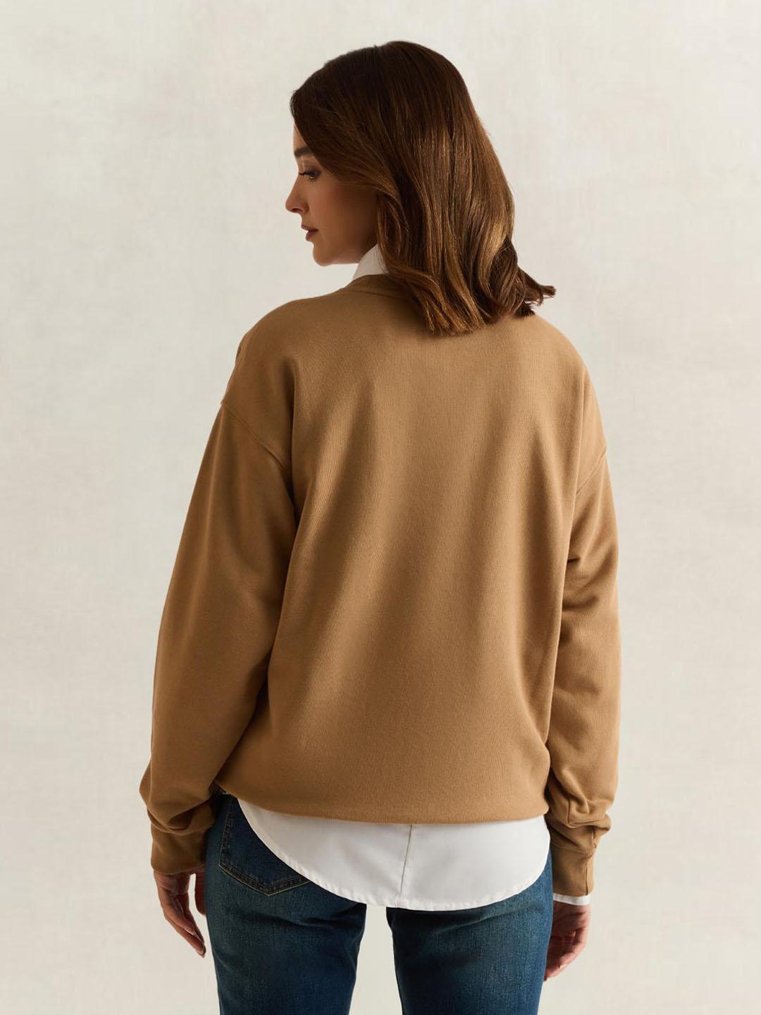 Gant Women Brown Graphic Relaxed Fit Cotton Sweatshirt