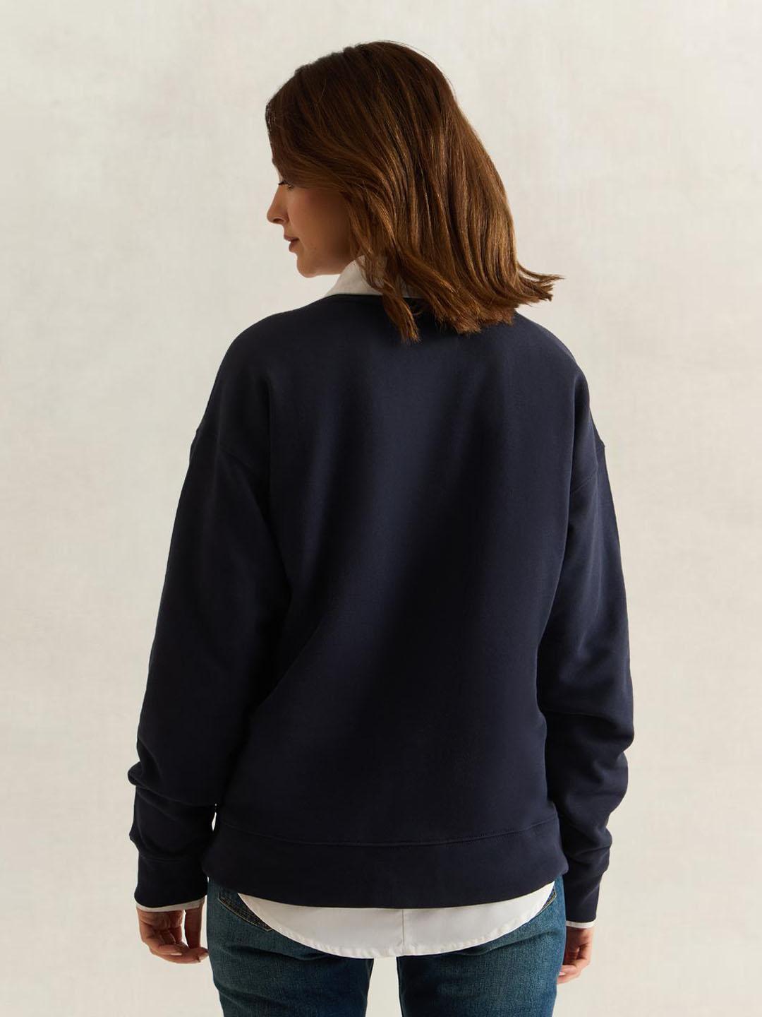 Gant Women Navy Blue Graphic Relaxed Fit Cotton Sweatshirt