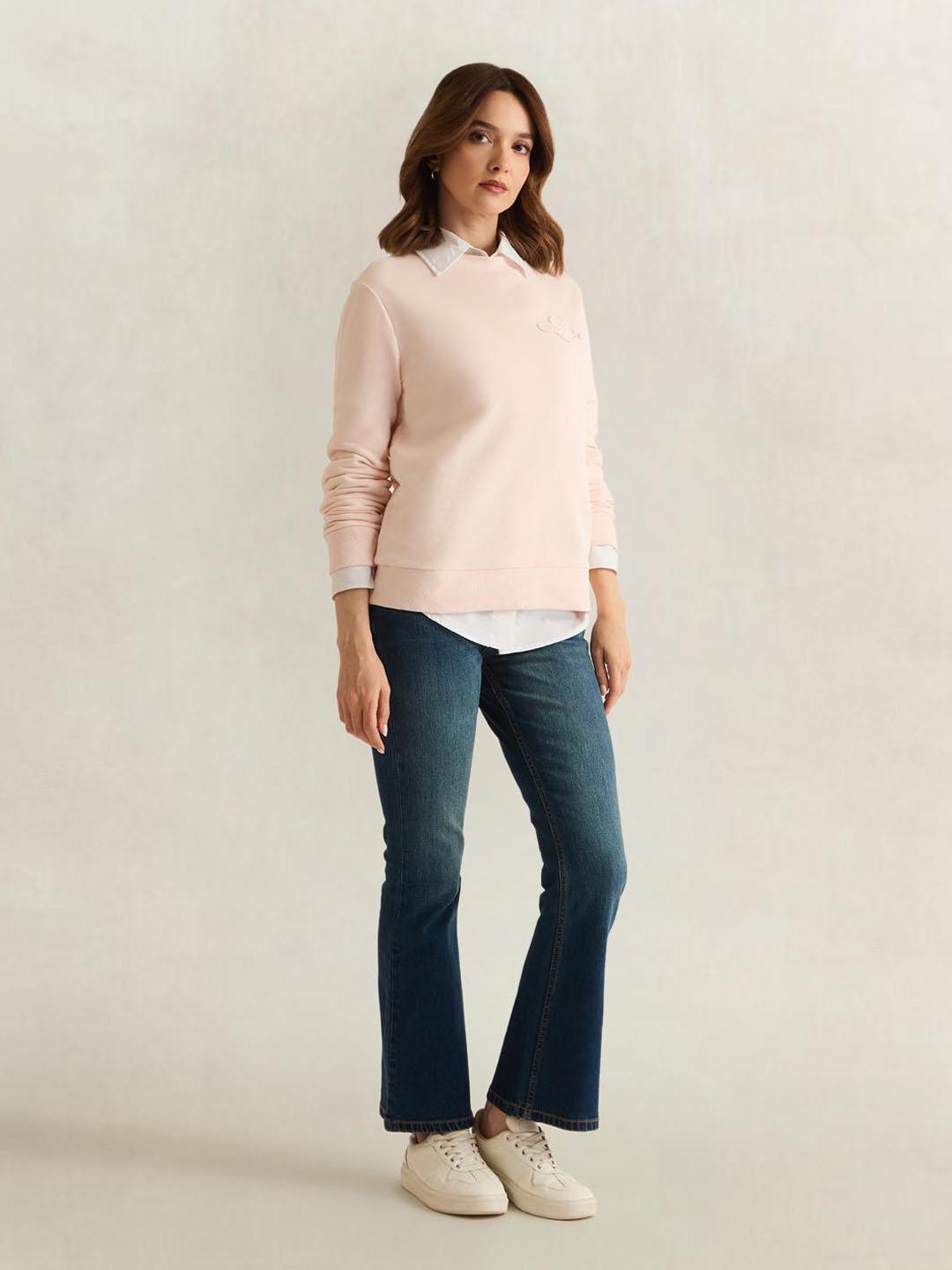 Gant Women Pink Solid Regular Fit Sweatshirt
