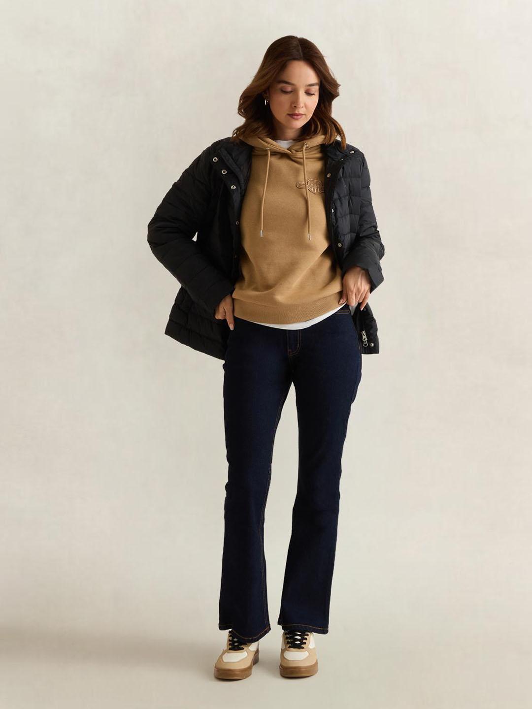 Gant Women Brown Solid Regular Fit Hoodie