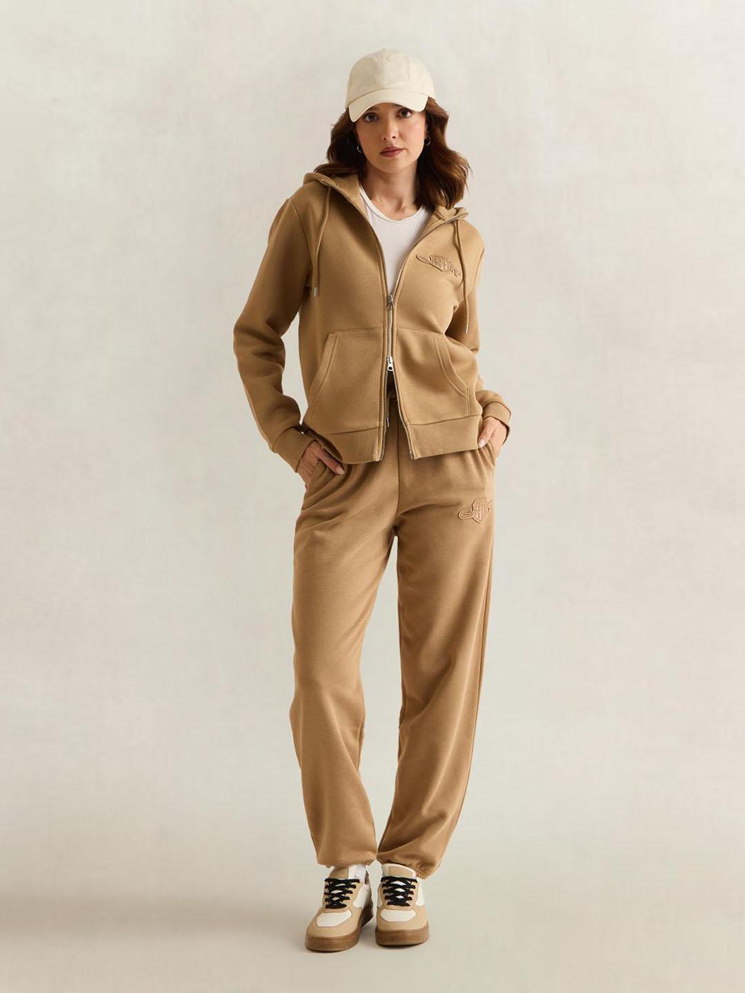 Gant Women Brown Solid Regular Fit Sweatshirt