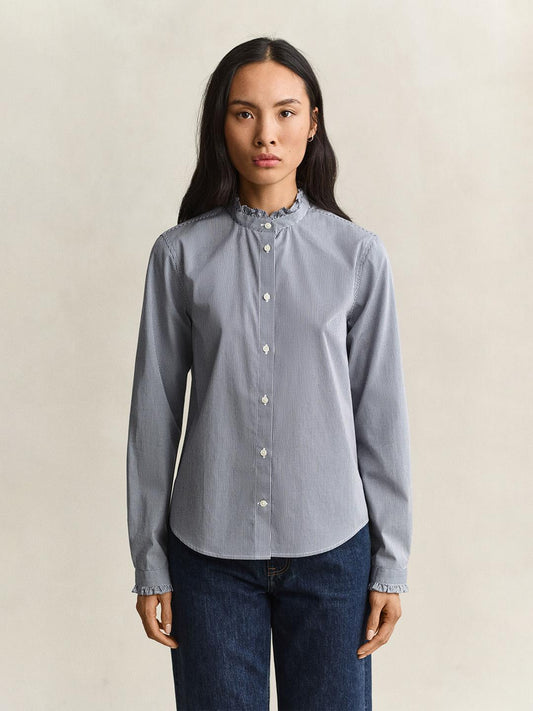 Gant Women Blue Regular Fit Striped Poplin Shirt