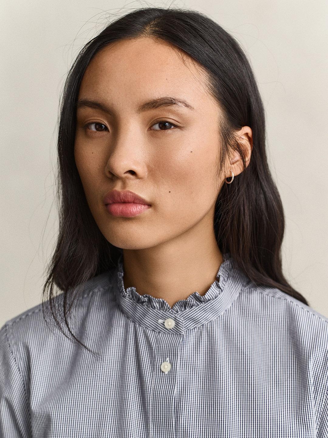 Gant Women Blue Regular Fit Striped Poplin Shirt