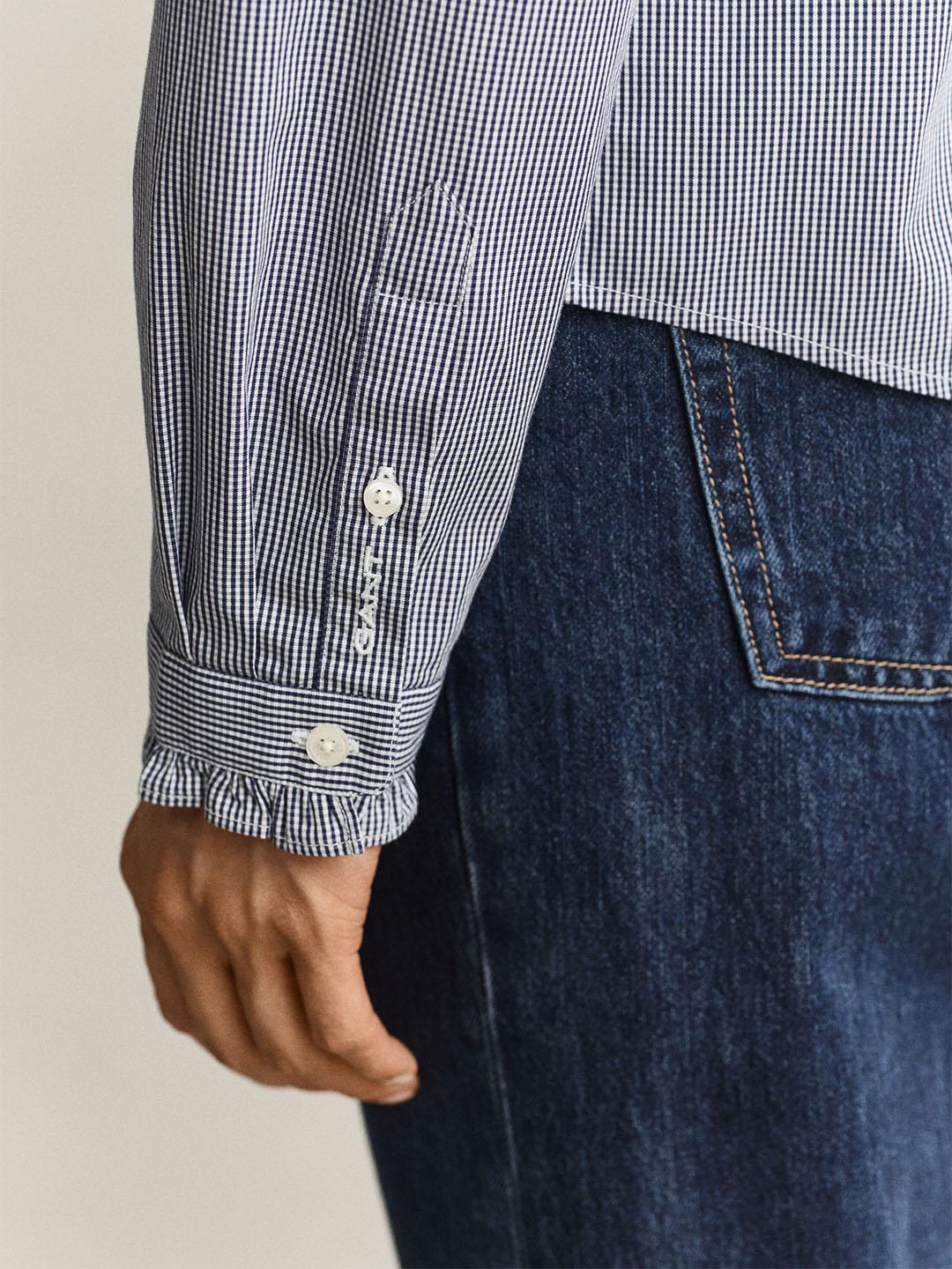 Gant Women Blue Regular Fit Striped Poplin Shirt