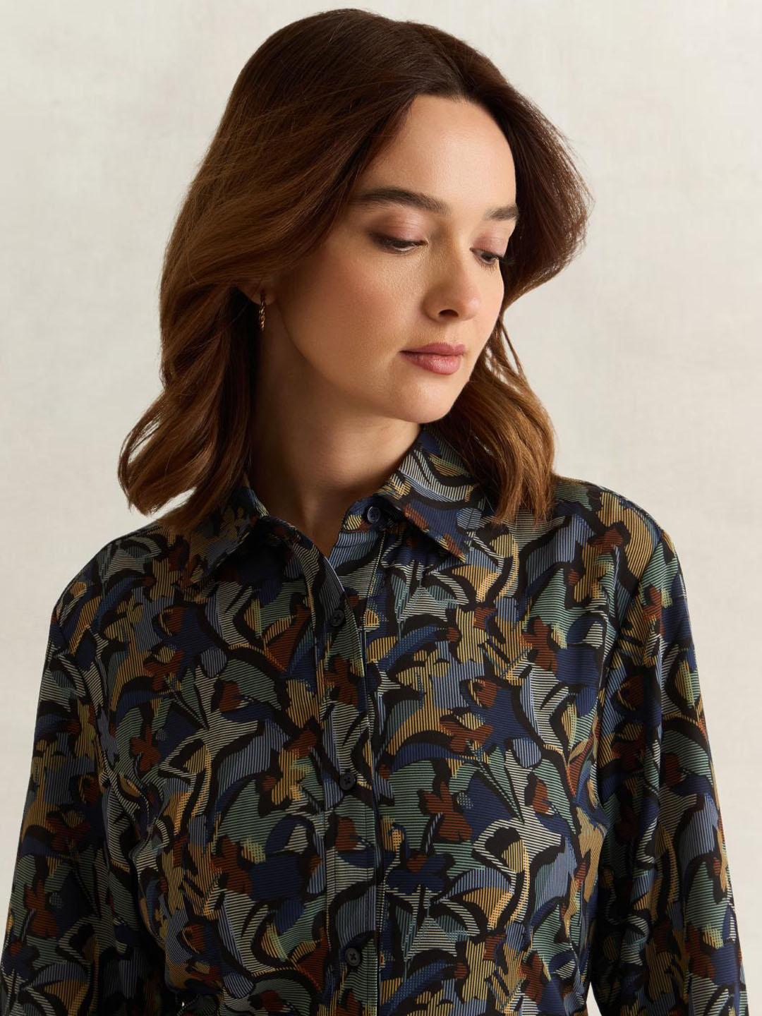 Gant Women Dark Navy Printed Regular Fit Shirt Dress