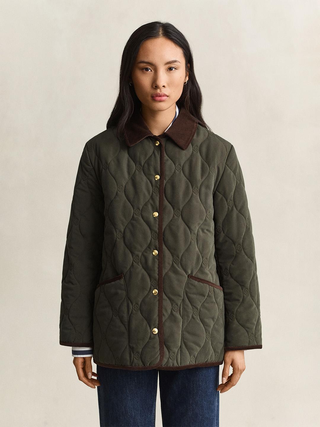 Gant Women Green Regular Fit Quilted Jacket
