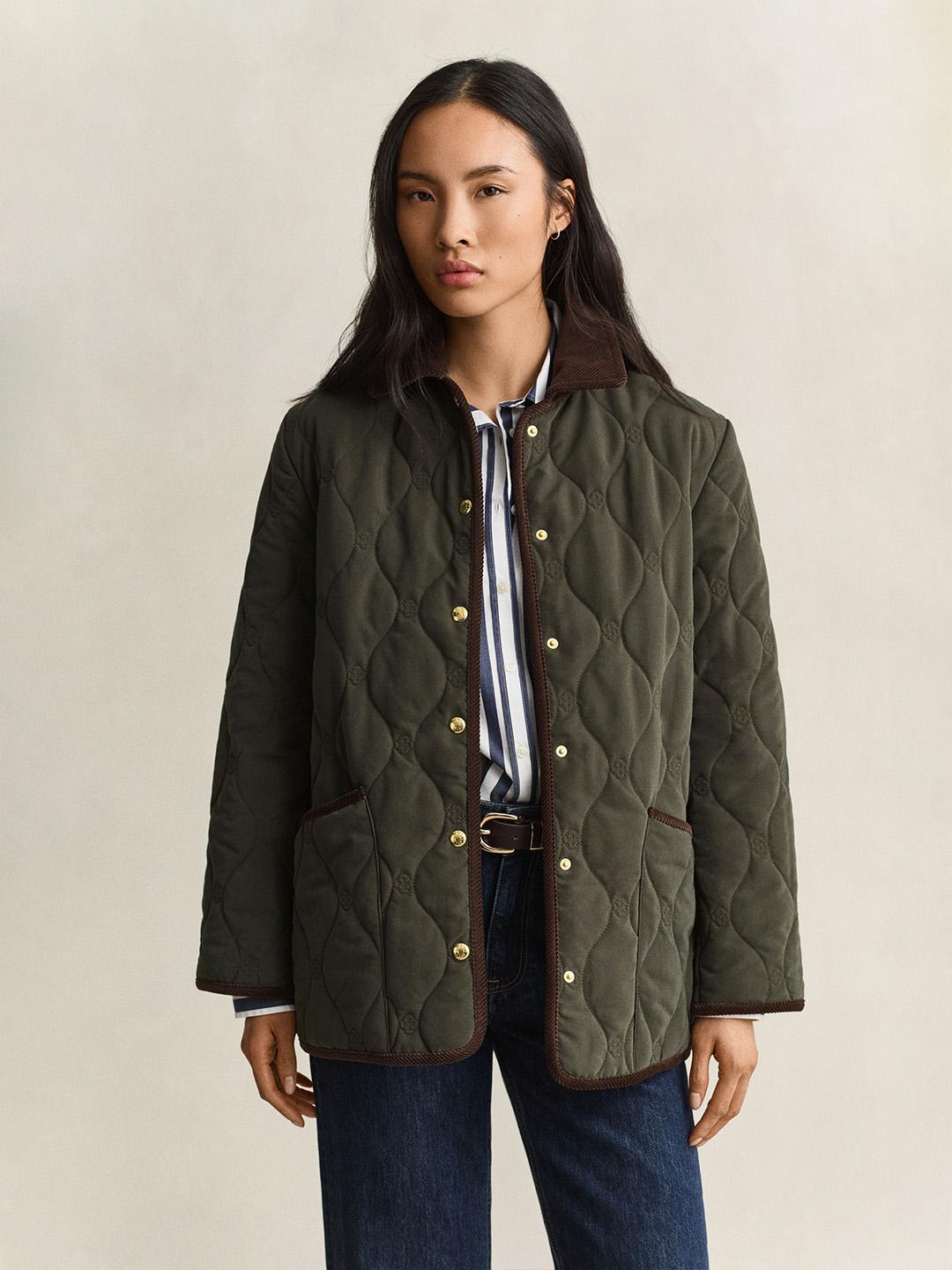 Gant Women Green Regular Fit Quilted Jacket