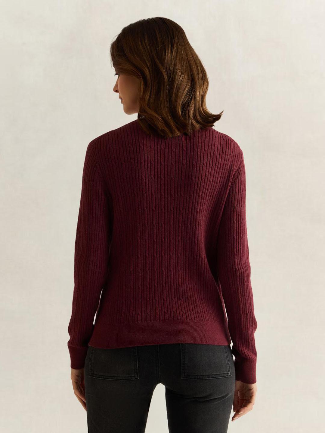 Gant Women Wine Solid Regular Fit Cardigan