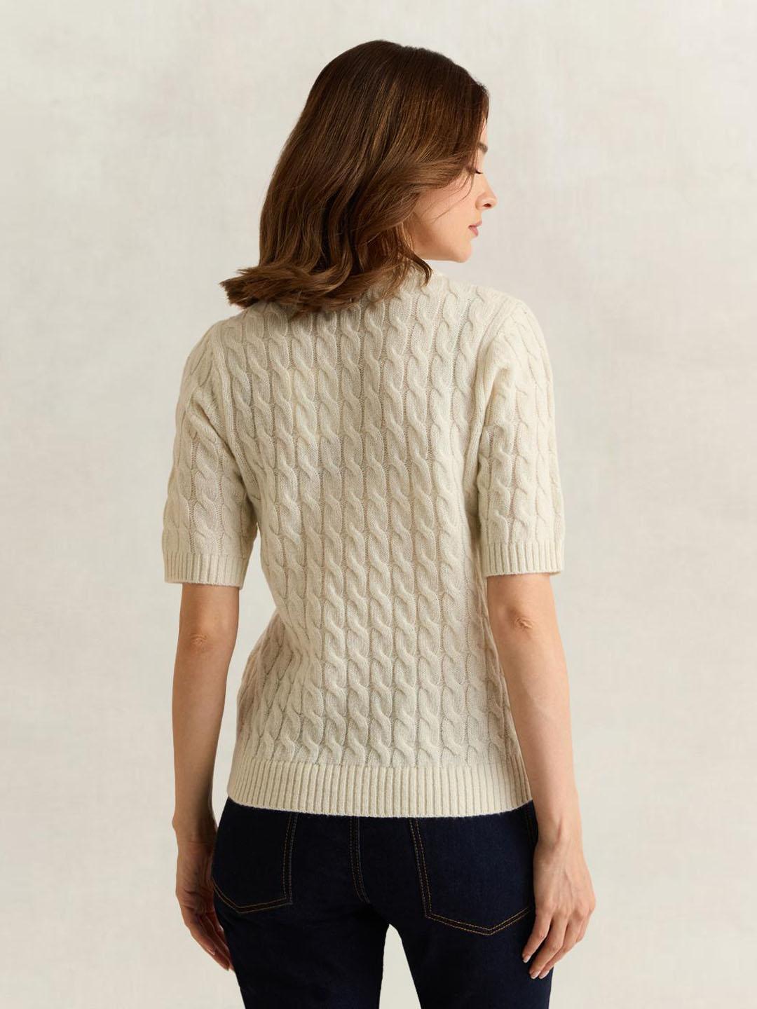 Gant Women Cream Solid Regular Fit Sweater