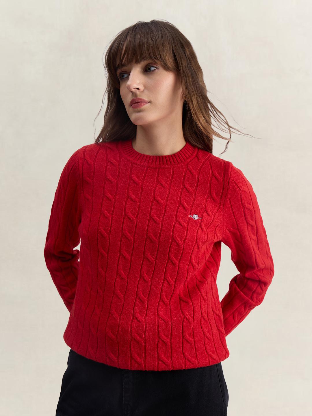 Gant Women Red Regular Fit Lambswool Sweater
