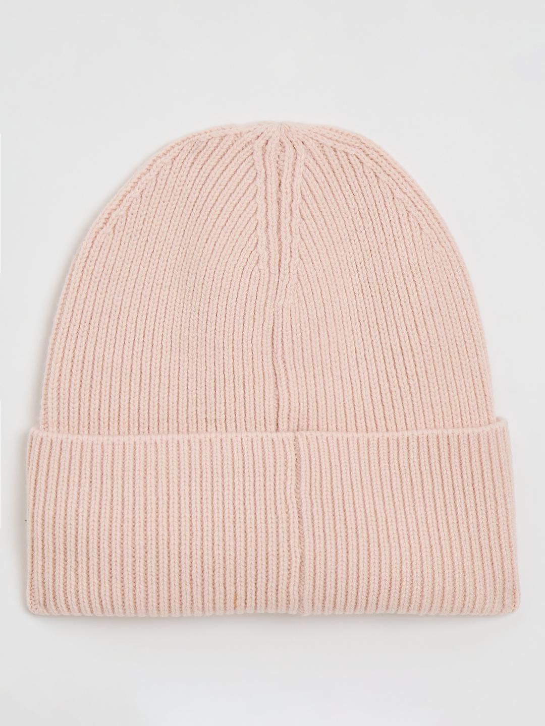 Gant Women Pink Textured Ribbed Wool Beanies