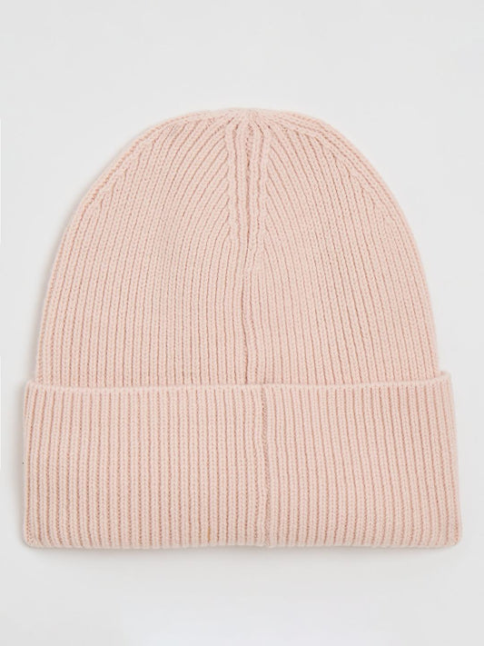 Gant Women Pink Textured Ribbed Wool Beanies