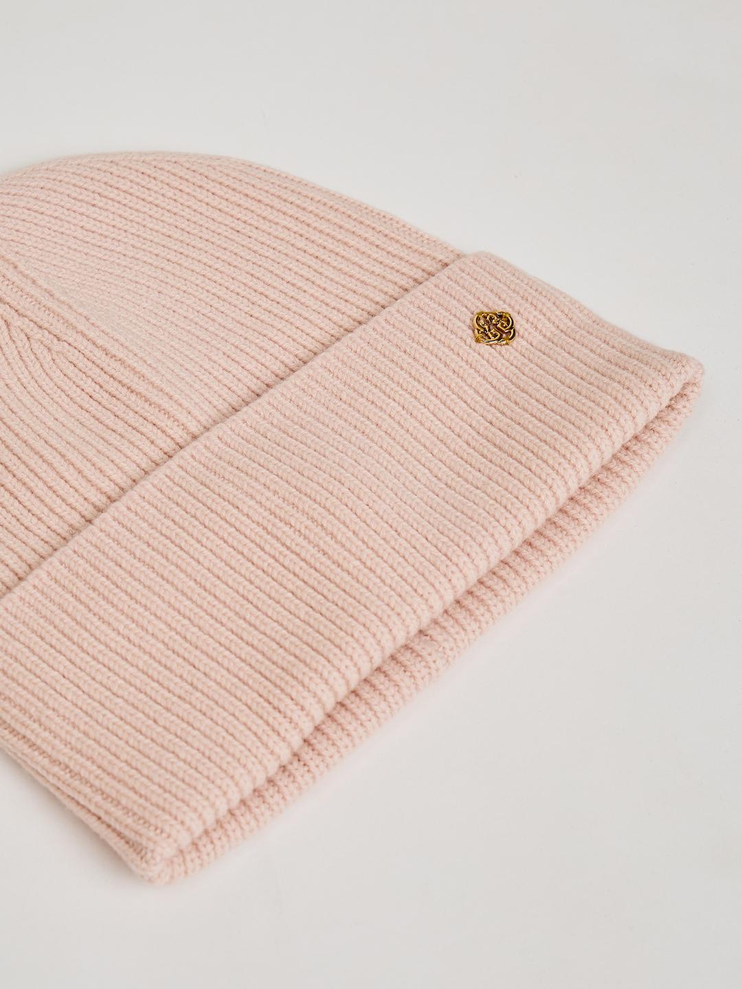 Gant Women Pink Textured Ribbed Wool Beanies