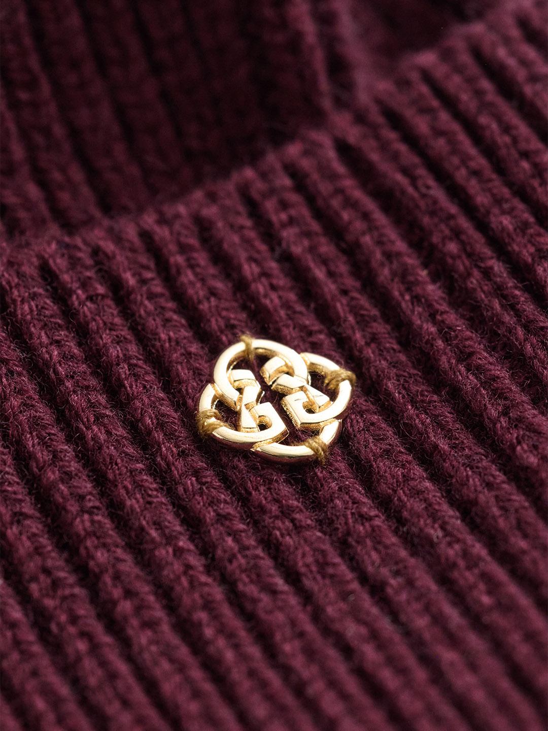 Gant Women Burgundy Regular Fit Solid Wool Beanies