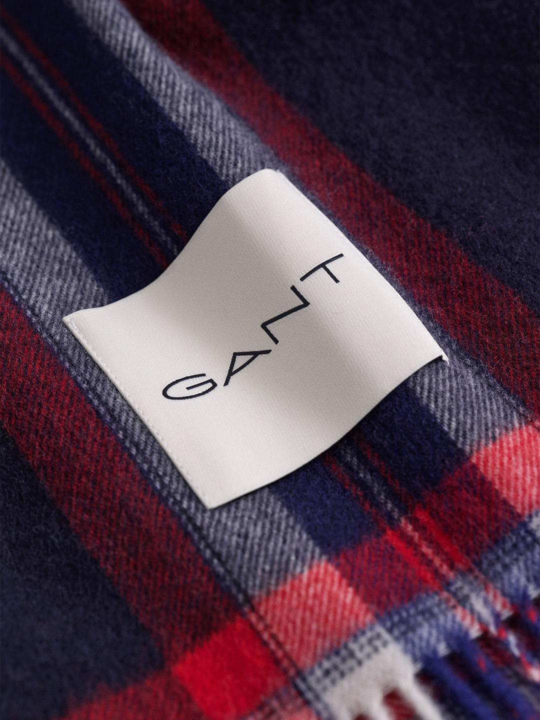 Gant Women Dark Blue Checked Merinowool Tartan Scarf