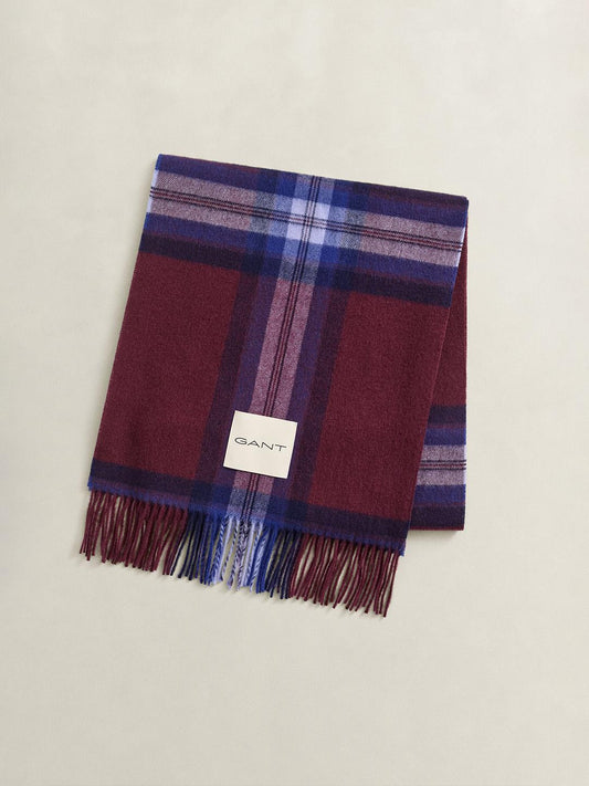 Gant Women Red Tartan Check Merinowool Scarf