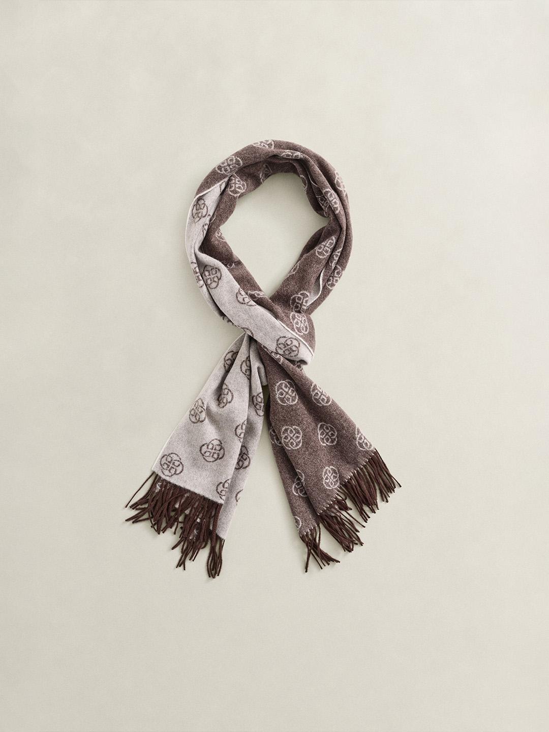Gant Women Brown Printed Merinowool Scarf