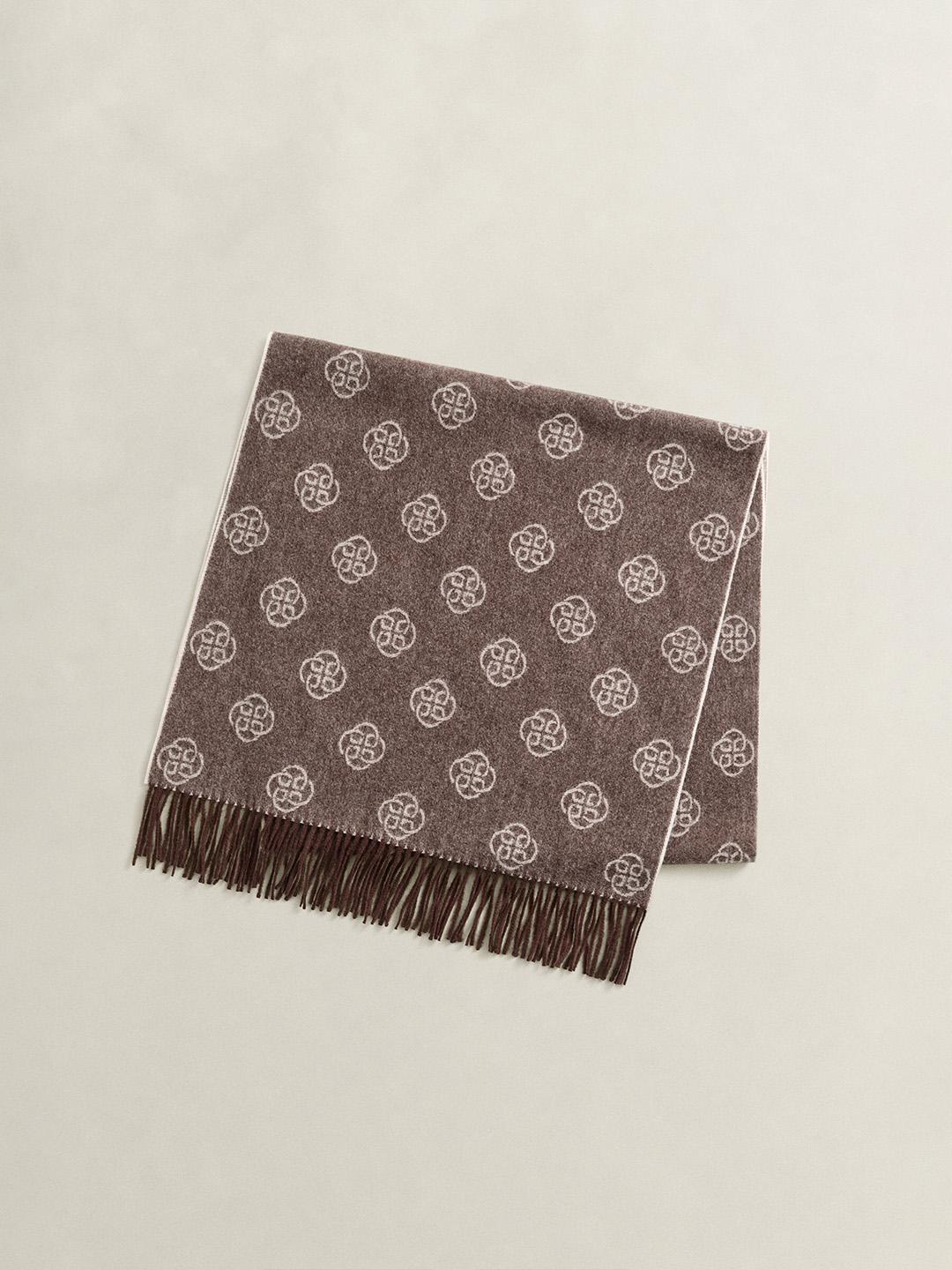 Gant Women Brown Printed Merinowool Scarf
