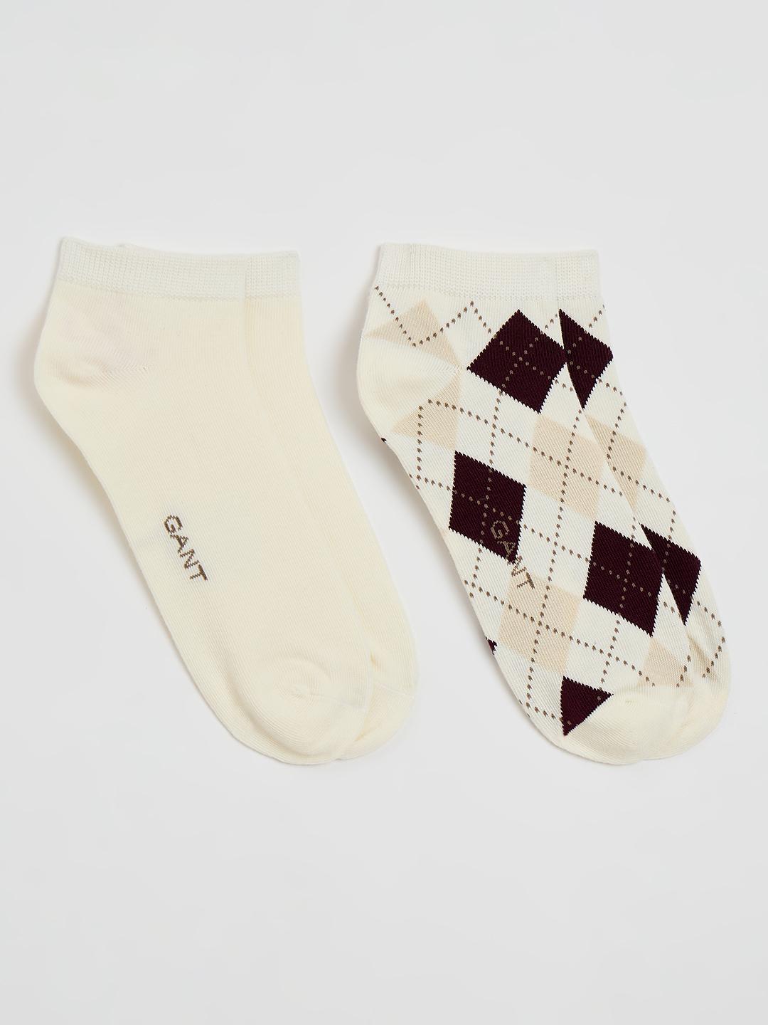 Gant Women White Argyle Checked Socks - Pack Of 2