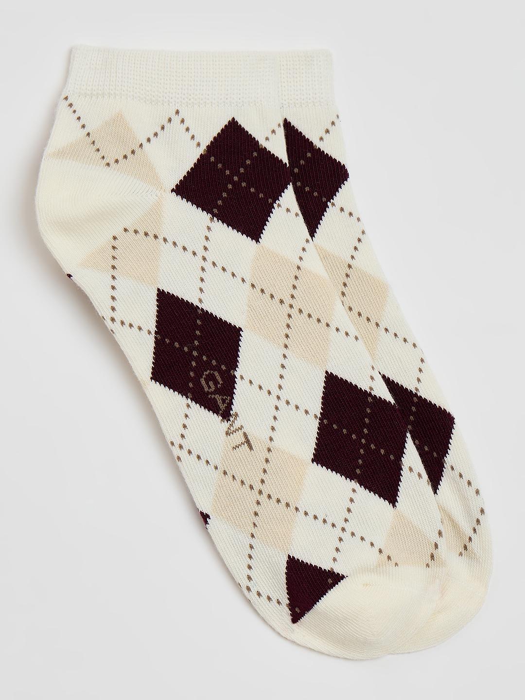 Gant Women White Argyle Checked Socks - Pack Of 2
