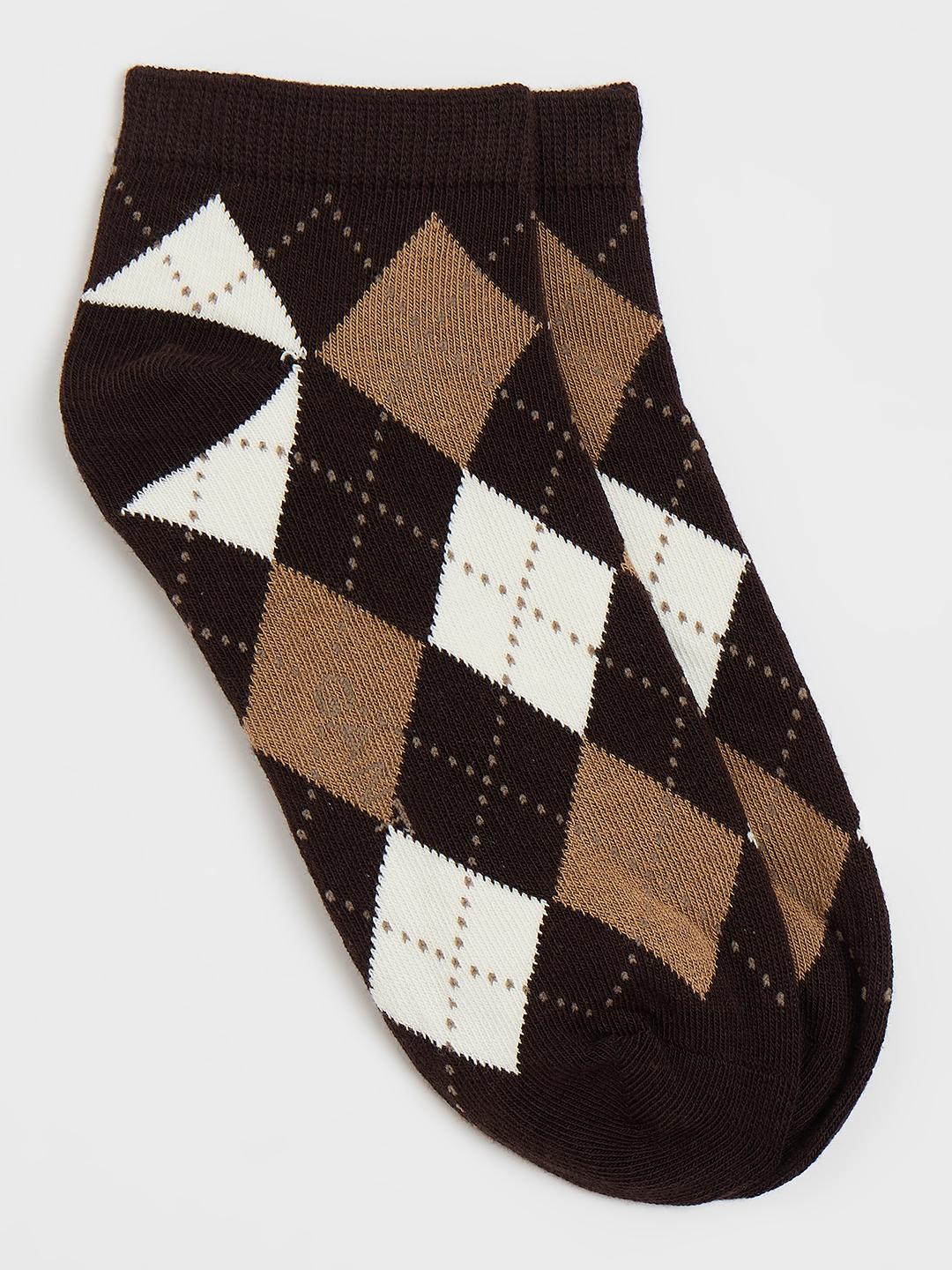Gant Women Brown And White Argyle Checked Socks - Pack Of 2