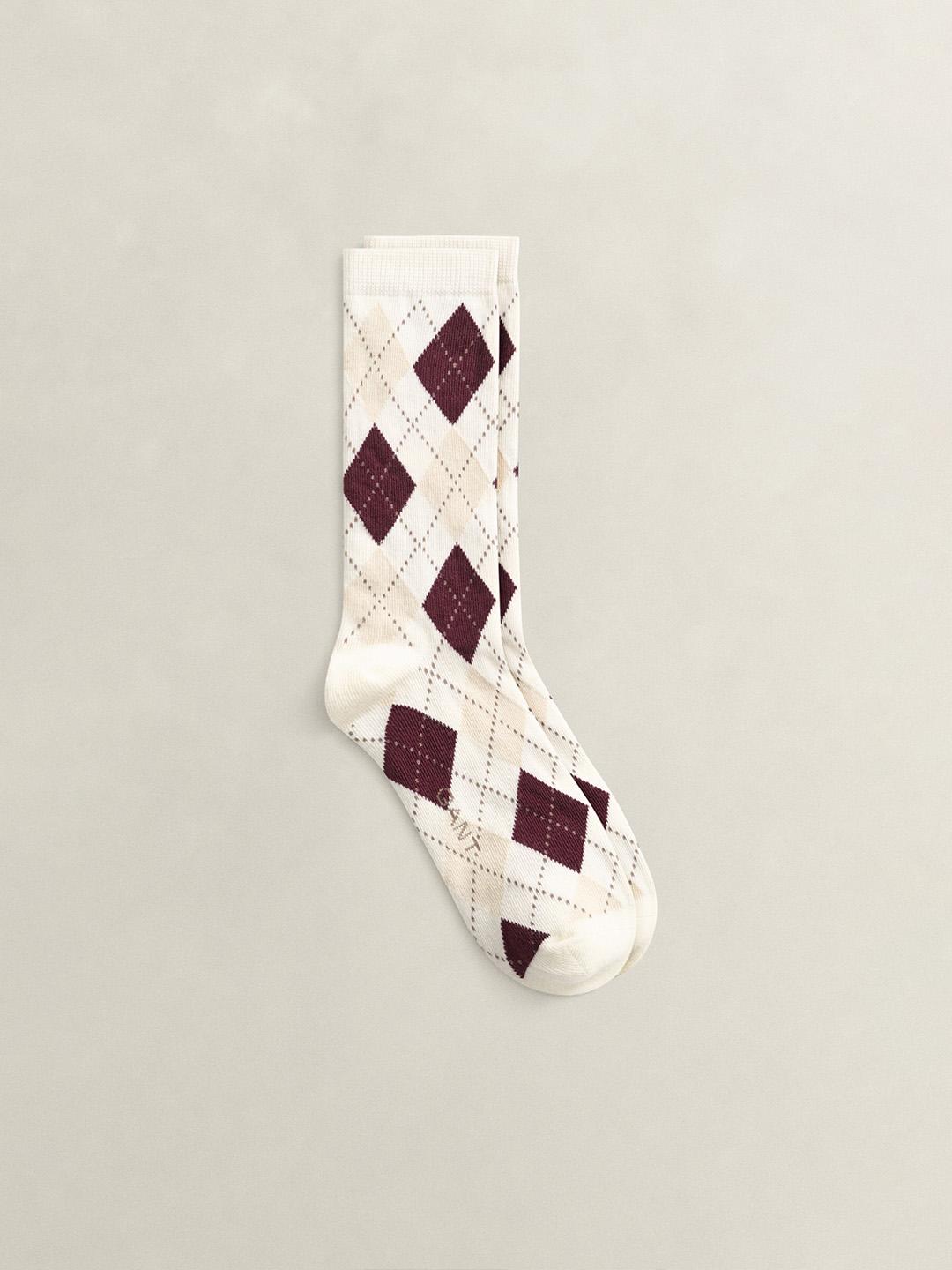 Gant Women White Argyle Check Socks