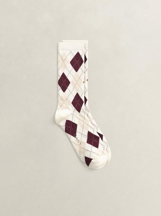 Gant Women White Argyle Check Socks