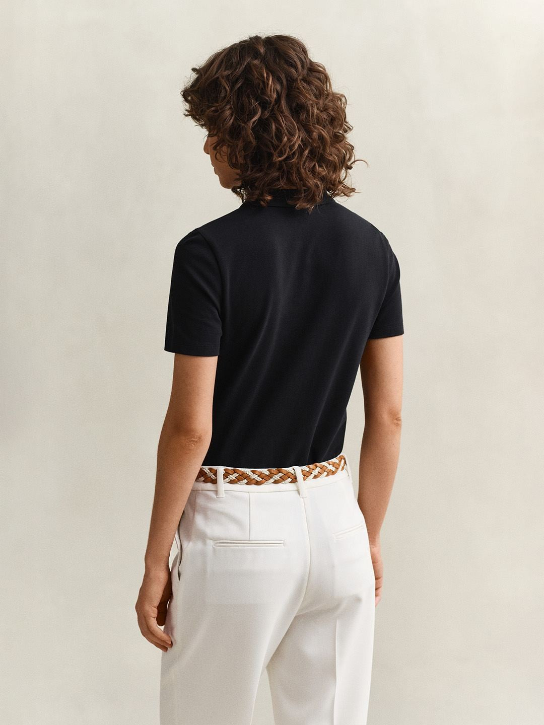 Gant Women Black Solid Slim Fit Polo T-Shirt