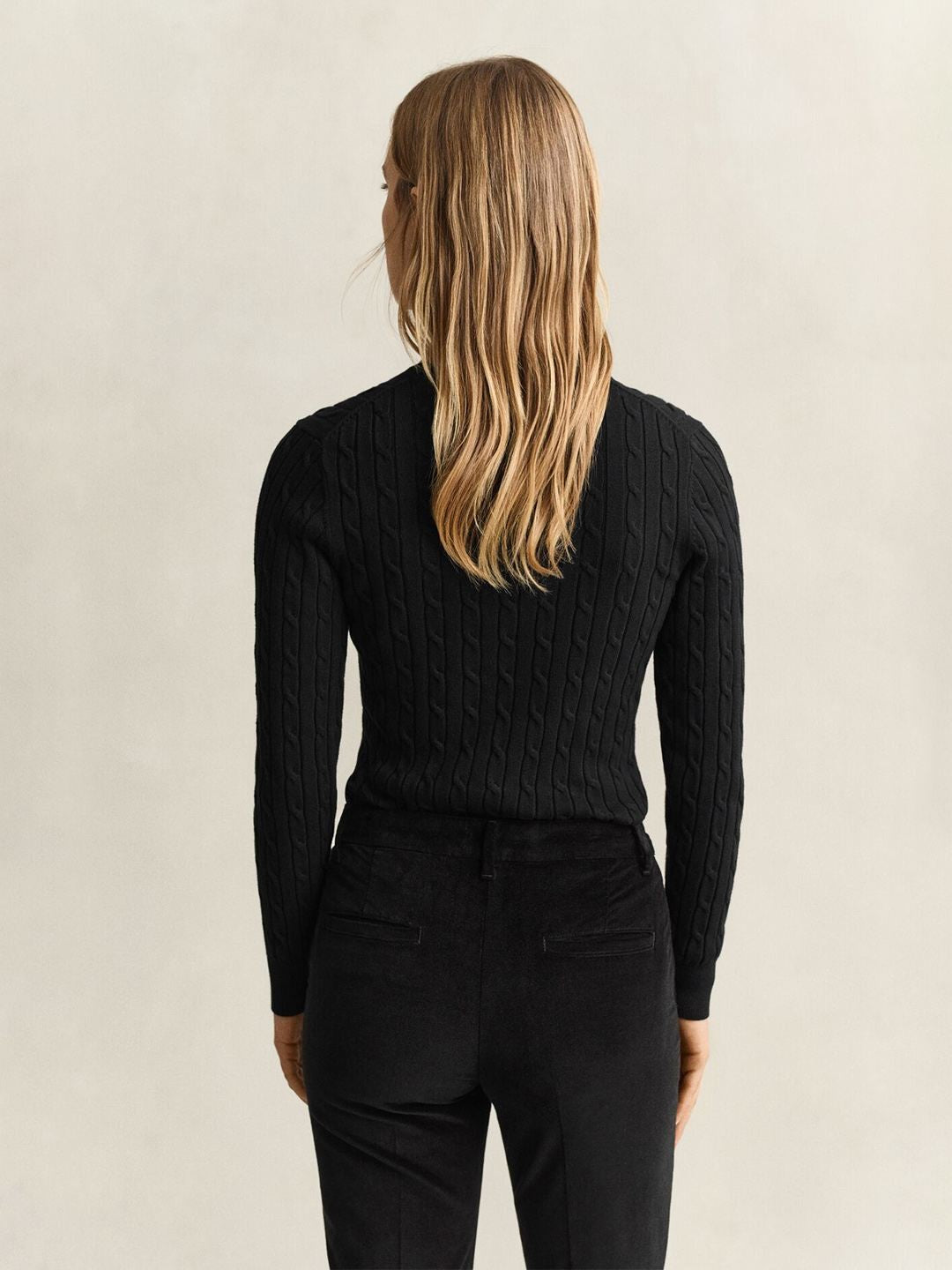 Gant Women Black Textured Slim Fit Sweater