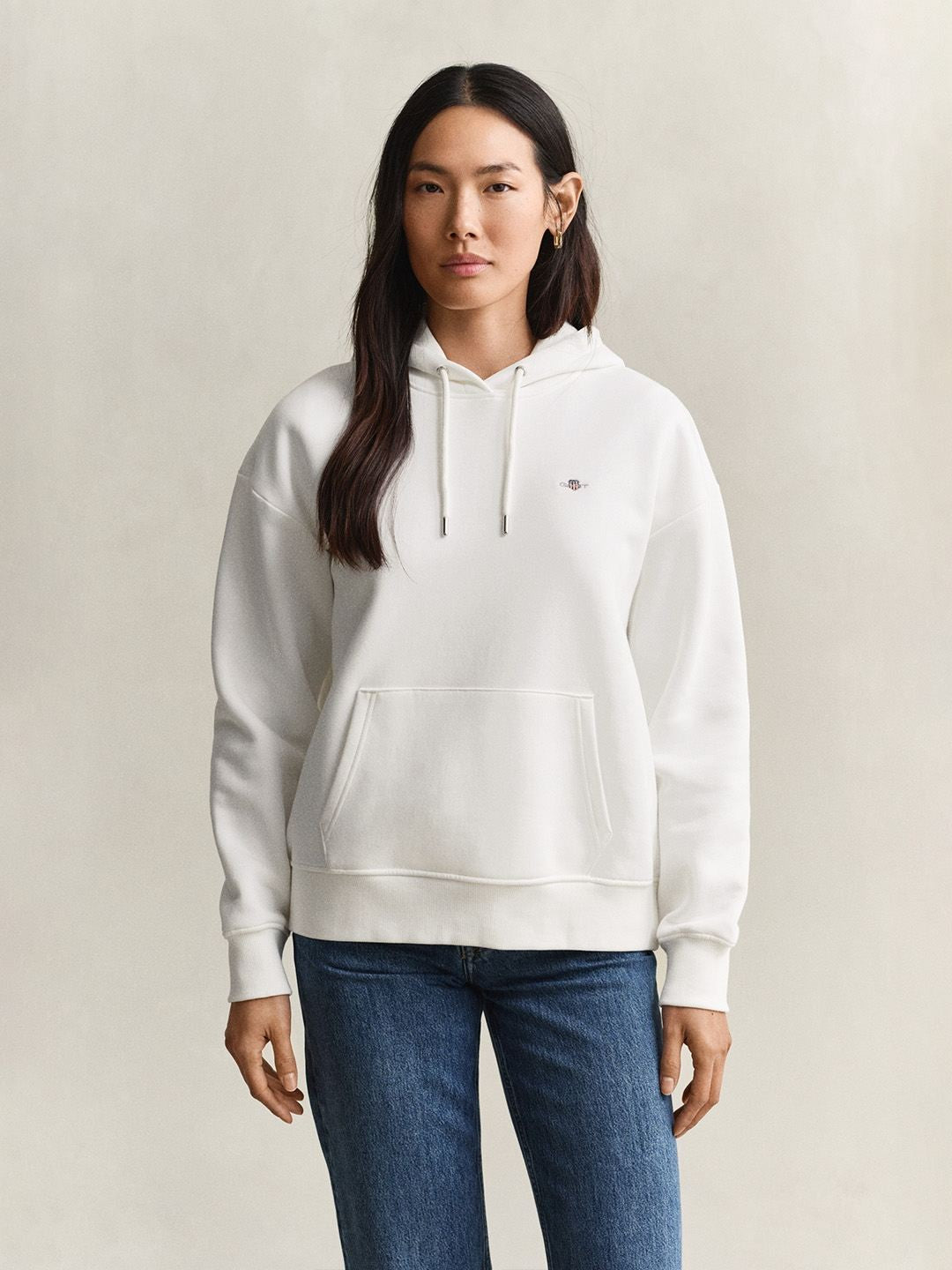 Gant Women White Solid Relaxed Fit Sweatshirt