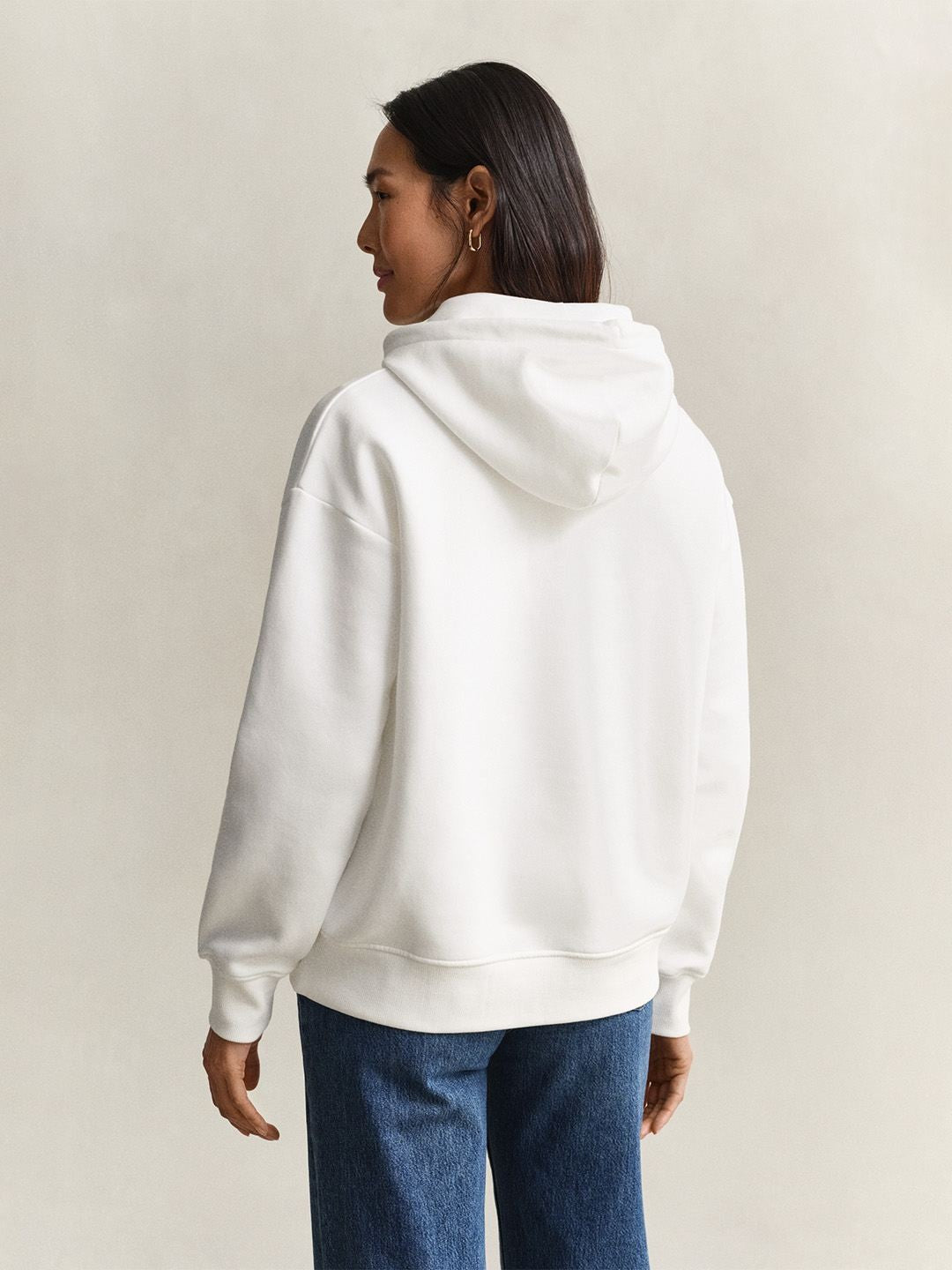 Gant Women White Solid Relaxed Fit Sweatshirt