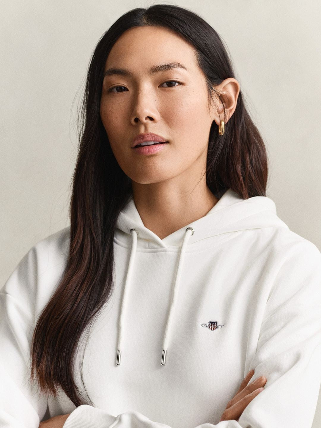 Gant Women White Solid Relaxed Fit Sweatshirt