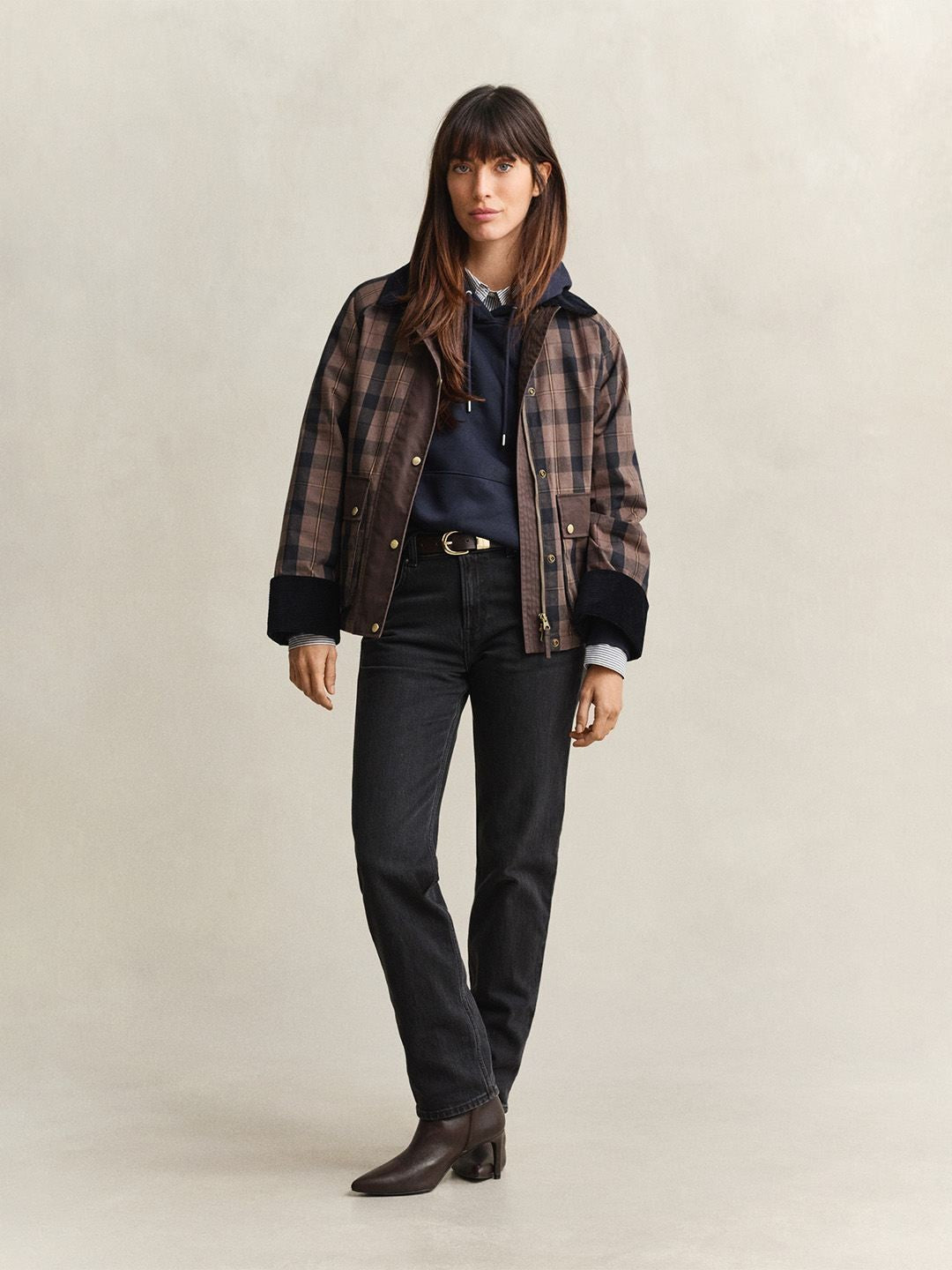 Gant Women Navy Blue Solid Relaxed Fit Sweatshirt